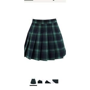 Women's High Waist A-Line Pleated Mini Skirt Short Tennis Skirt (05 Green Pla...